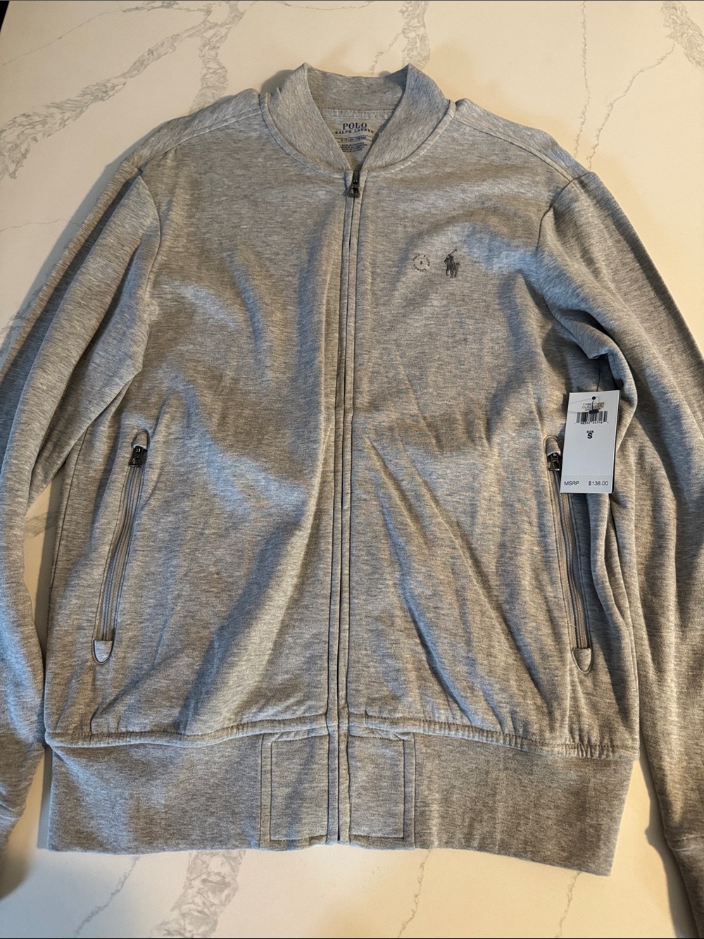 Polo by Ralph Lauren Light Gray Full-Zip Bomber Jacket